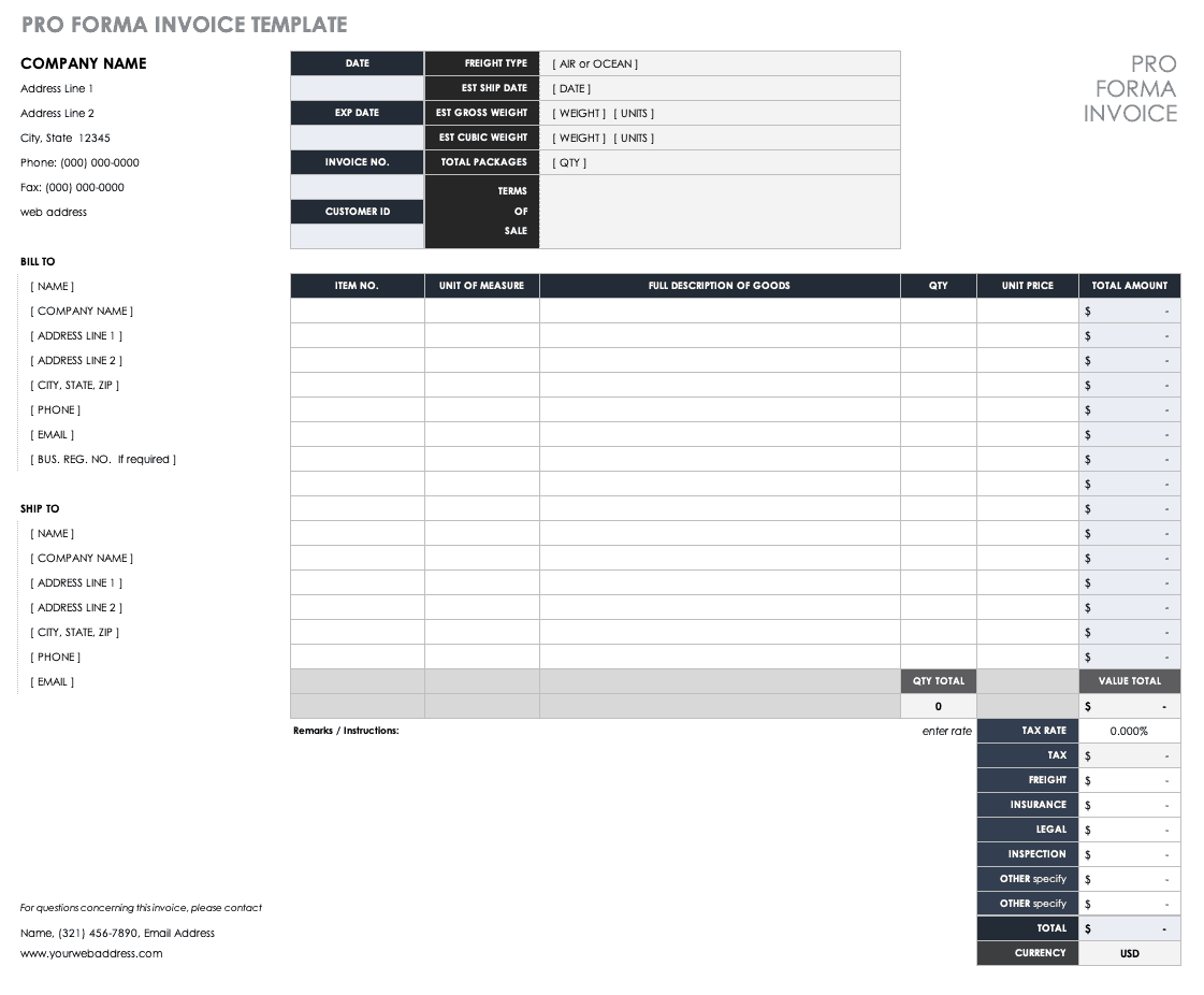 Basic Pro Forma Template from www.smartsheet.com