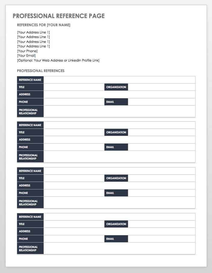 Template For Professional References from www.smartsheet.com