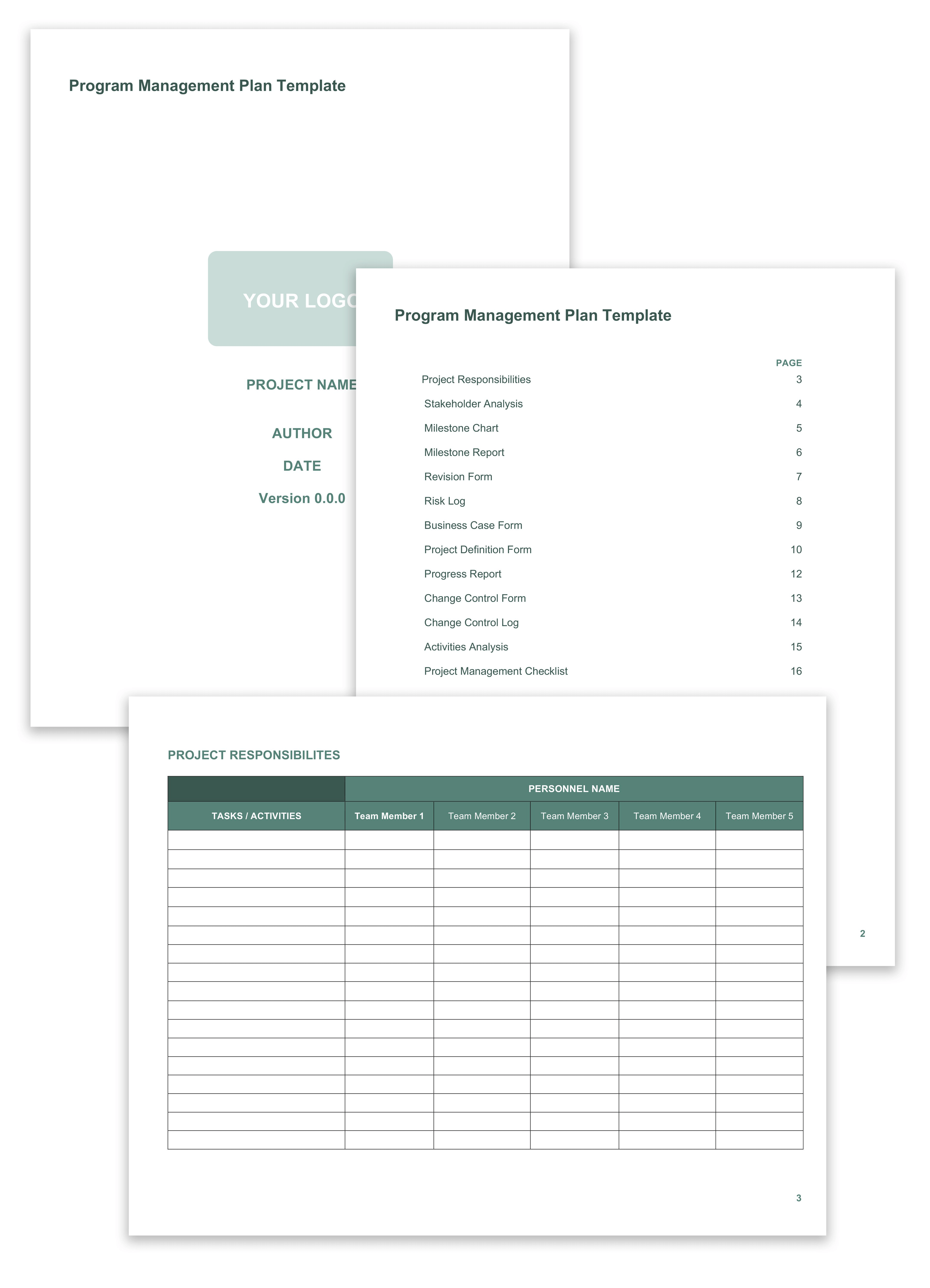 Pack Program Planning Chart