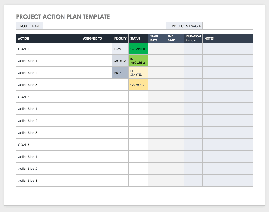 Free Project Plan Templates for Word Smartsheet