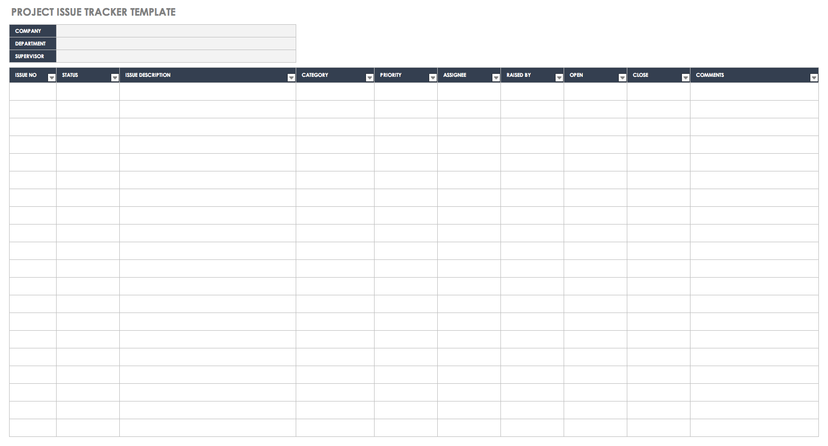 issue tracking chart