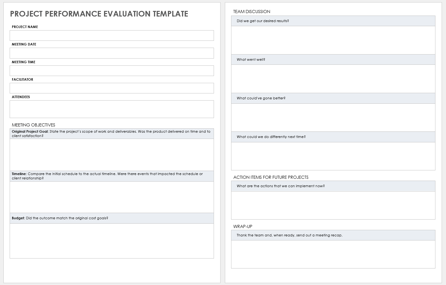 project evaluation template word