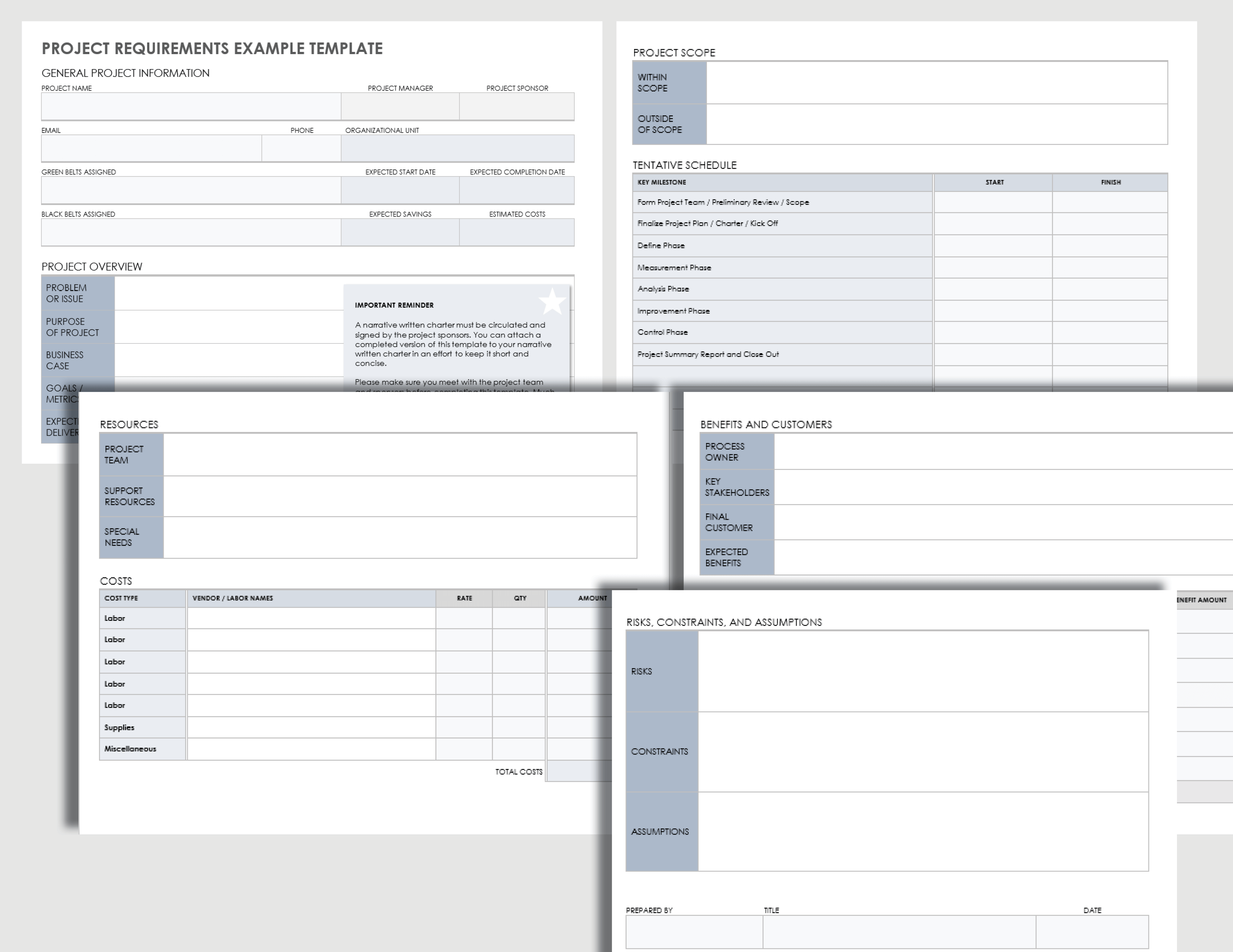 Project Requirements Example Template