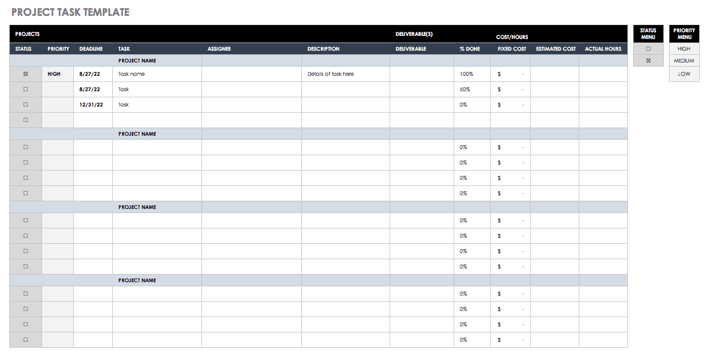 Project Task Tracking Template
