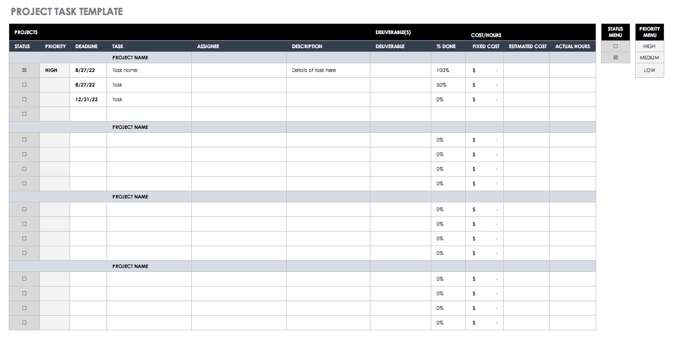 Task Template Word from www.smartsheet.com