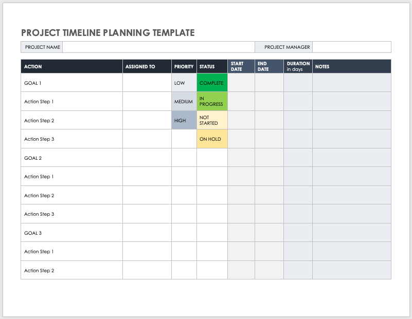 Microsoft Word Project Timeline Planning Template