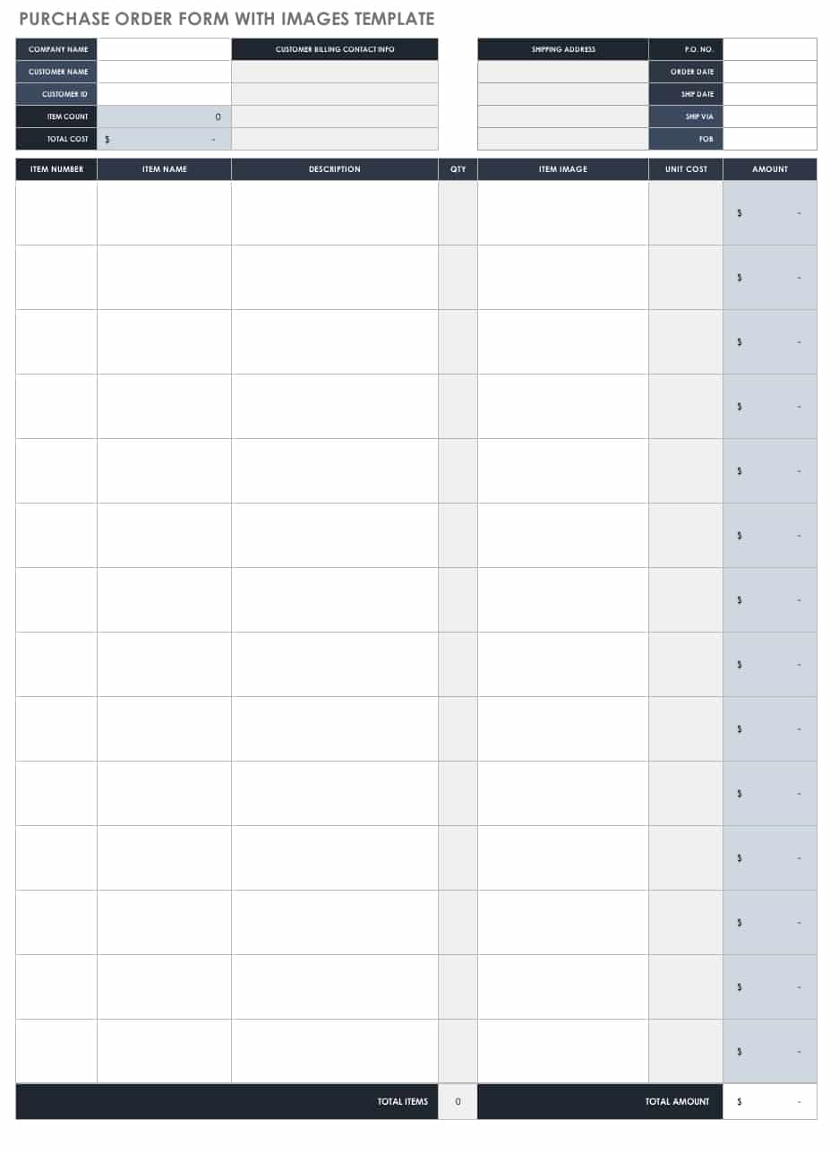 Free Purchase Order Templates Smartsheet