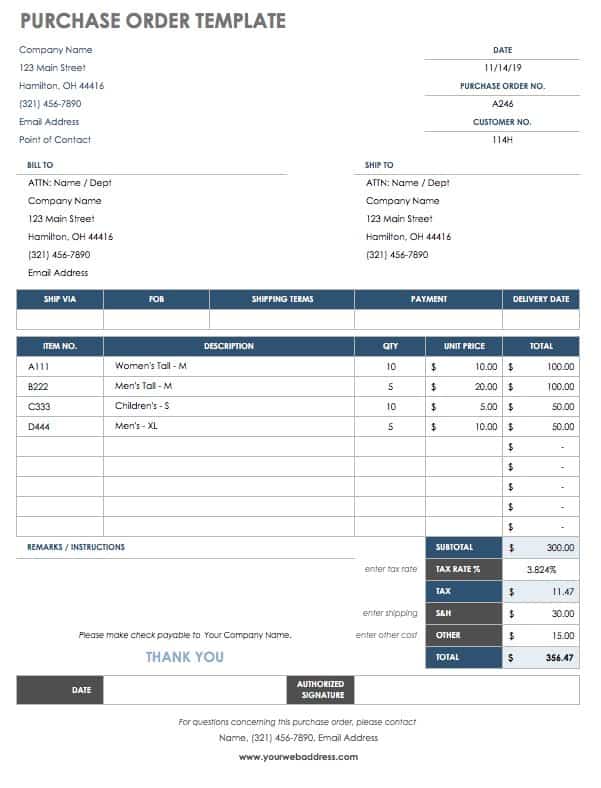 Work Order Template Excel