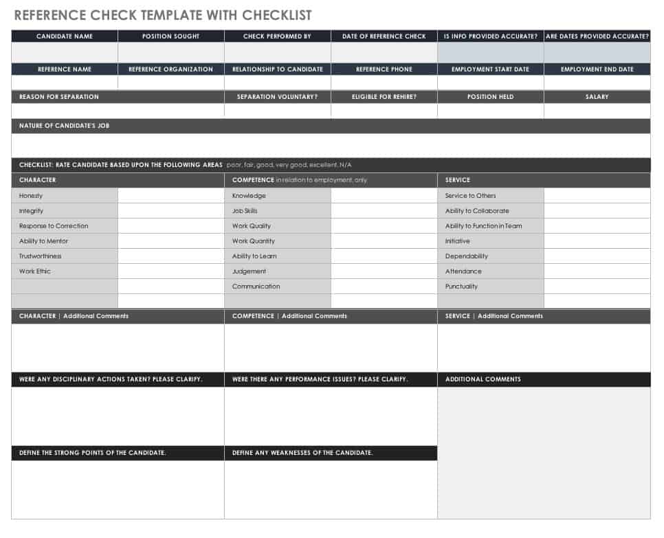 Free Reference List Templates Smartsheet