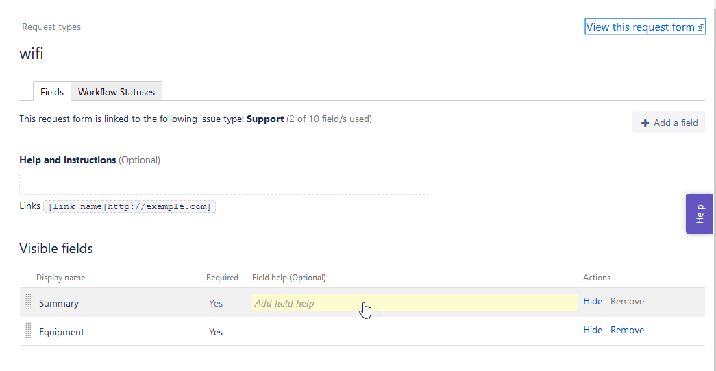 Request Type Forms