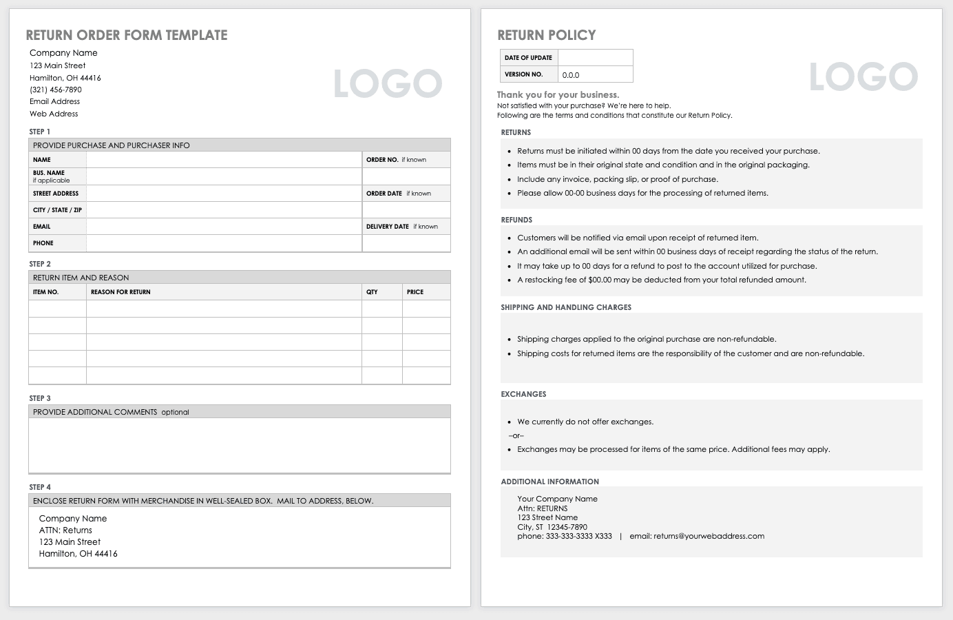 Catering Order Form Template Word