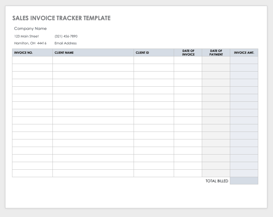 Sales Invoice Tracker Template