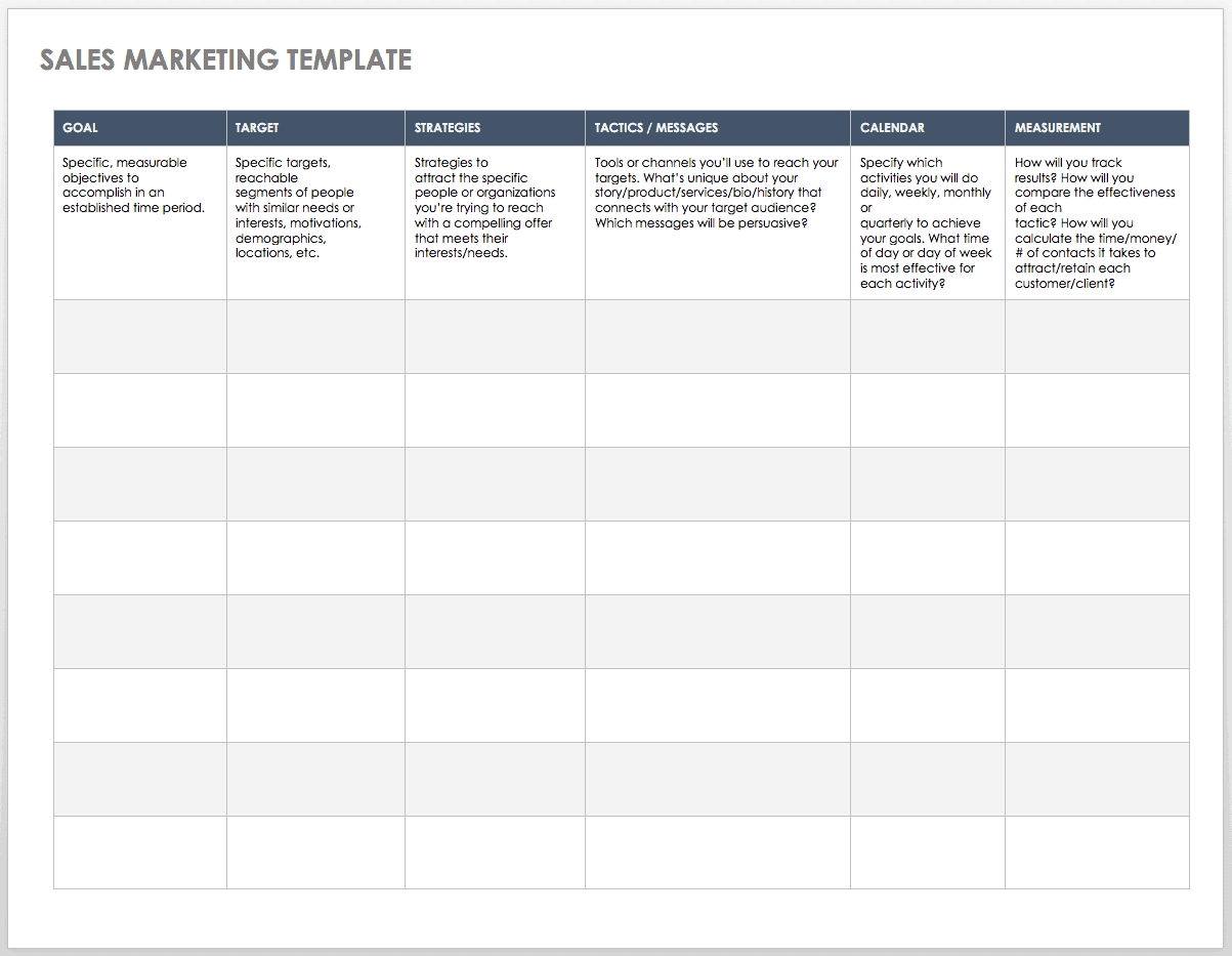 Free Sales Plan Templates  Smartsheet Intended For Sales Visit Report Template Downloads