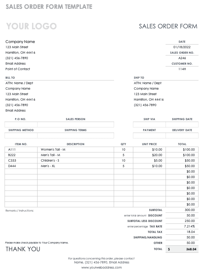 Product Order Forms Template from www.smartsheet.com