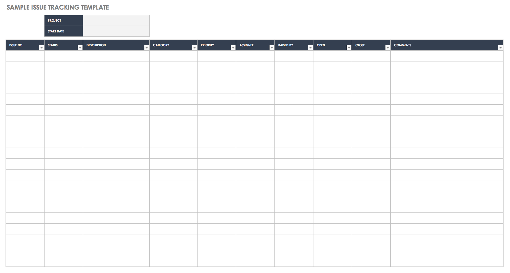 Sample Issue Tracking Template