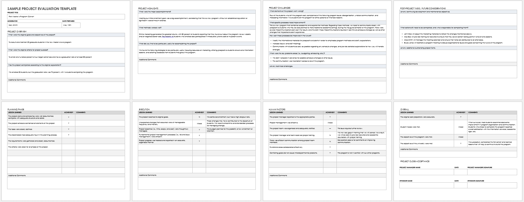 Free Project Evaluation Templates Smartsheet