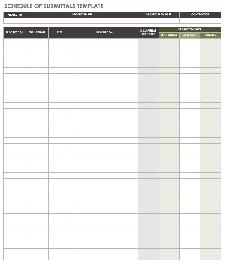 Drawing Document Transmittal Template Excel