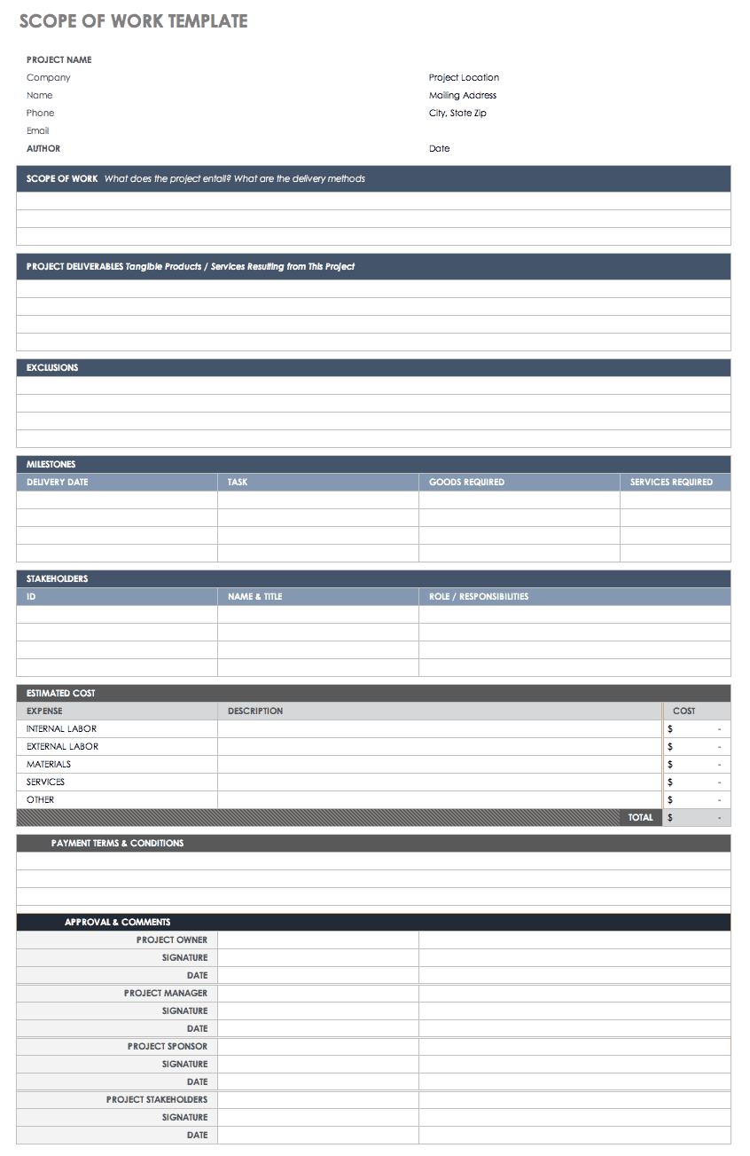 Free Statement Of Work Templates Smartsheet