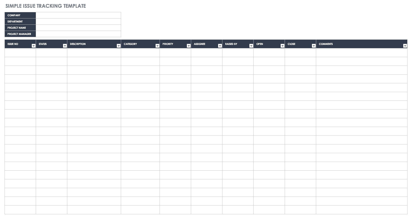 Simple Issue Tracking Template