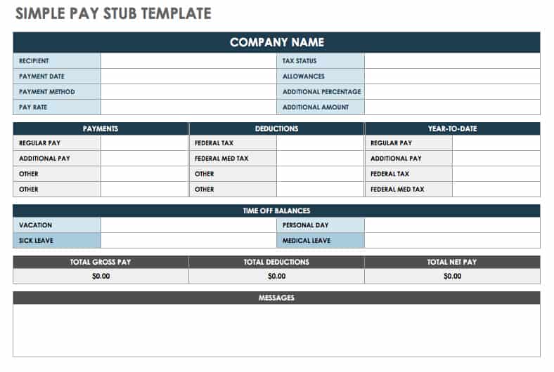Simple Pay Stub Template 