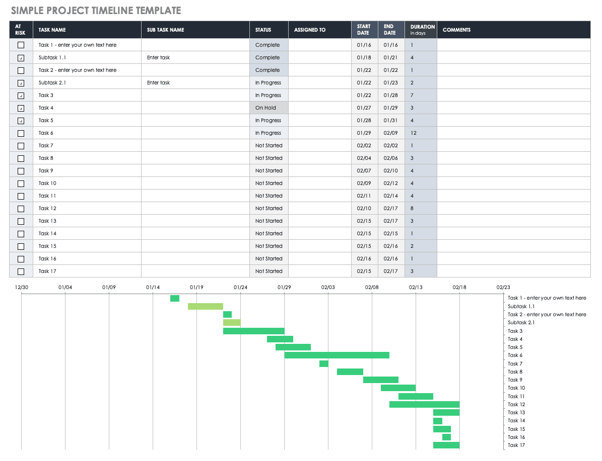 Simple Project Timeline Template