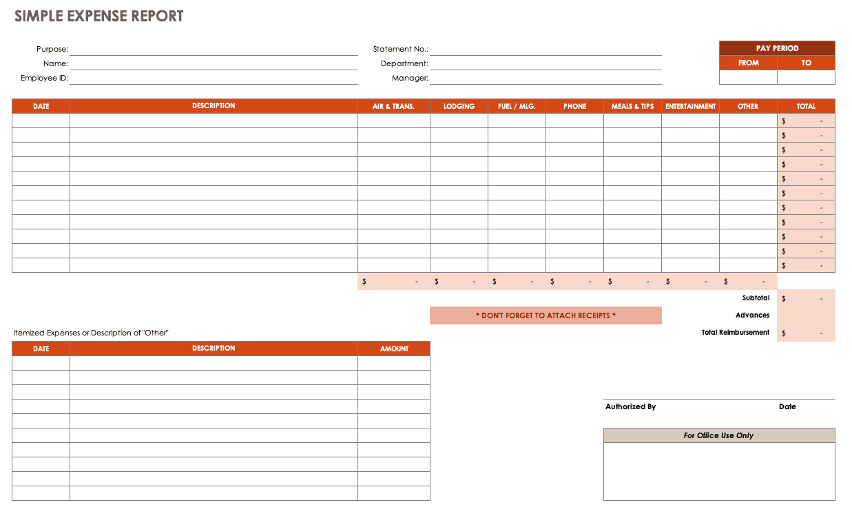 Basic Expense Report Template from www.smartsheet.com