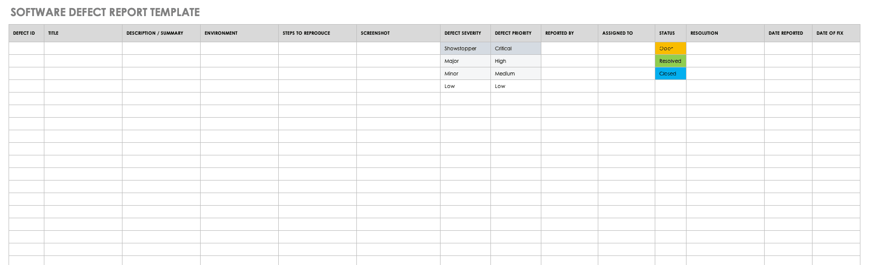 Free Bug Report Templates and Forms  Smartsheet Within Bug Report Template Xls