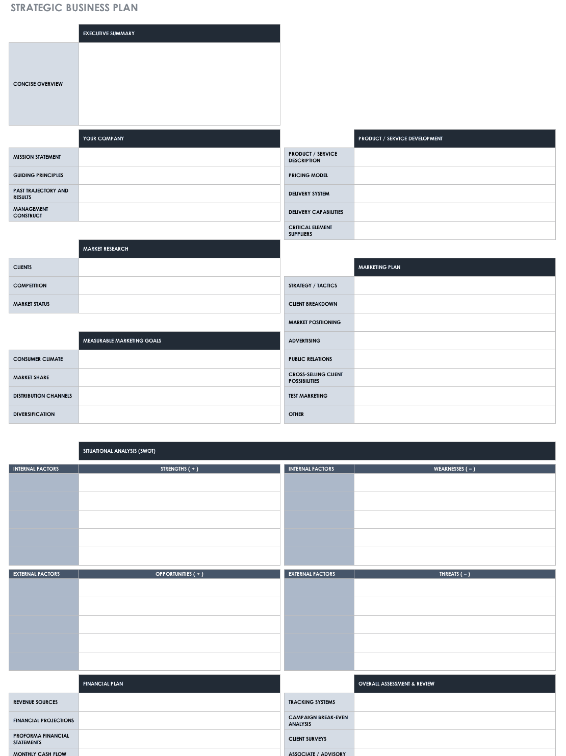 Free Strategic Planning Templates  Smartsheet With Regard To One Year Business Plan Template