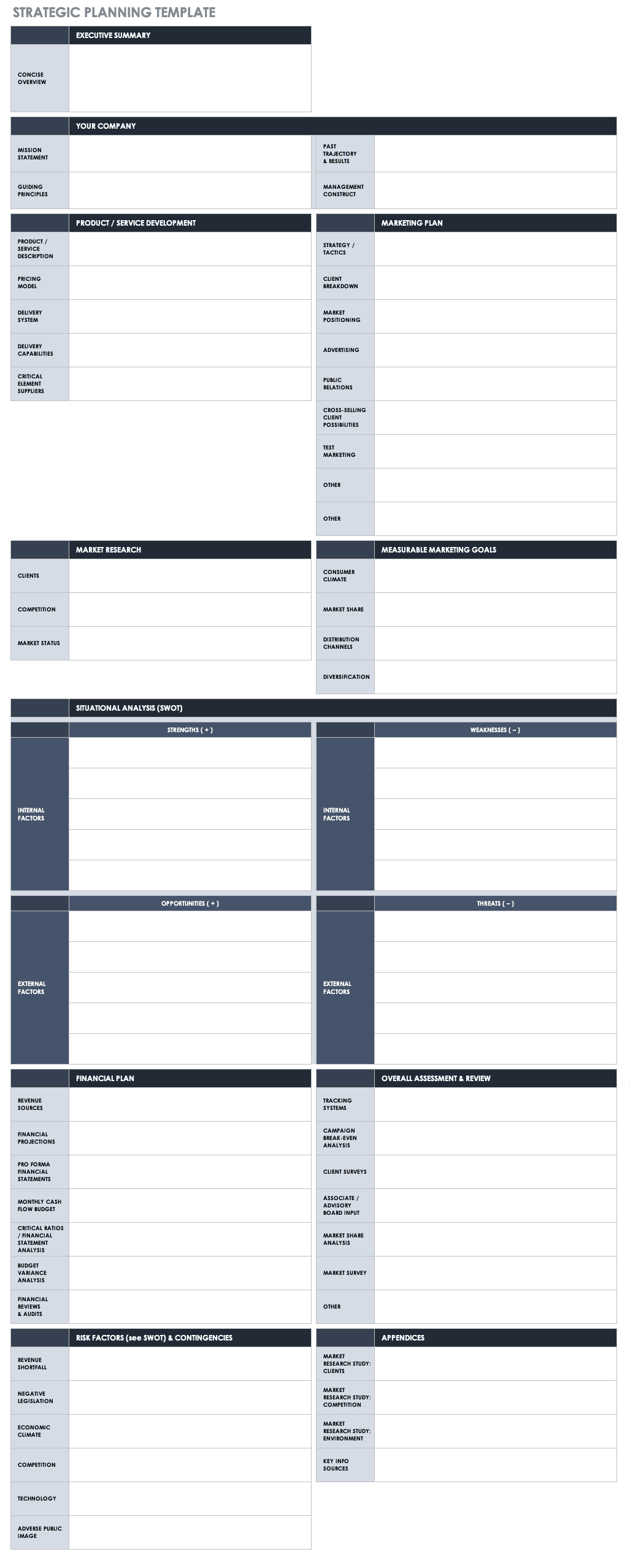 Strategic Planning Chart Template