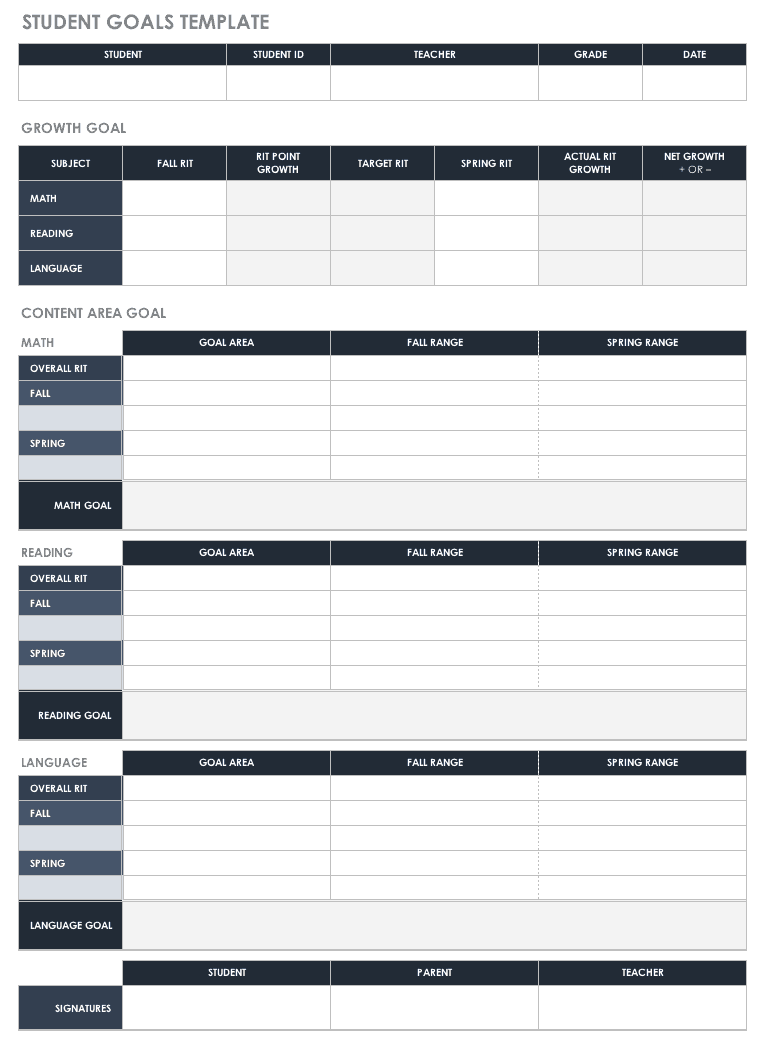 Students Goals Template
