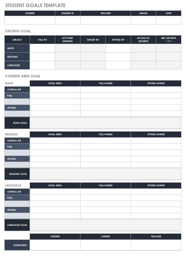 Personal Goal Chart Template