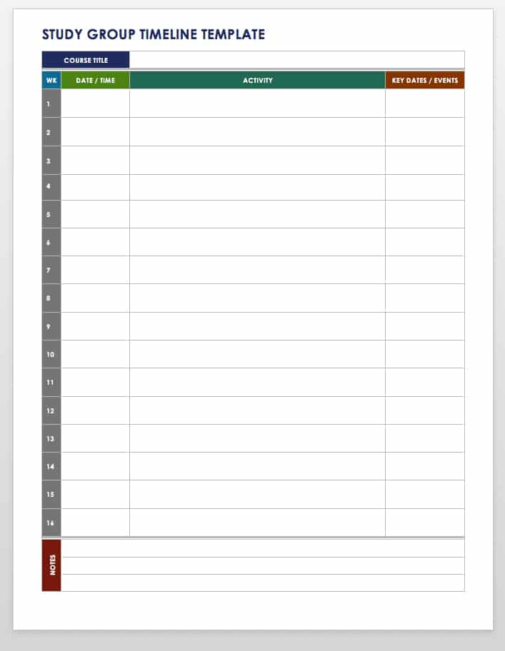 Study Group Timeline Template