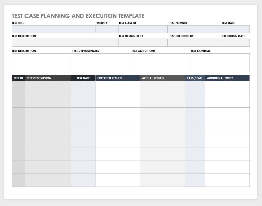 Test Casde Planning and Execution Template