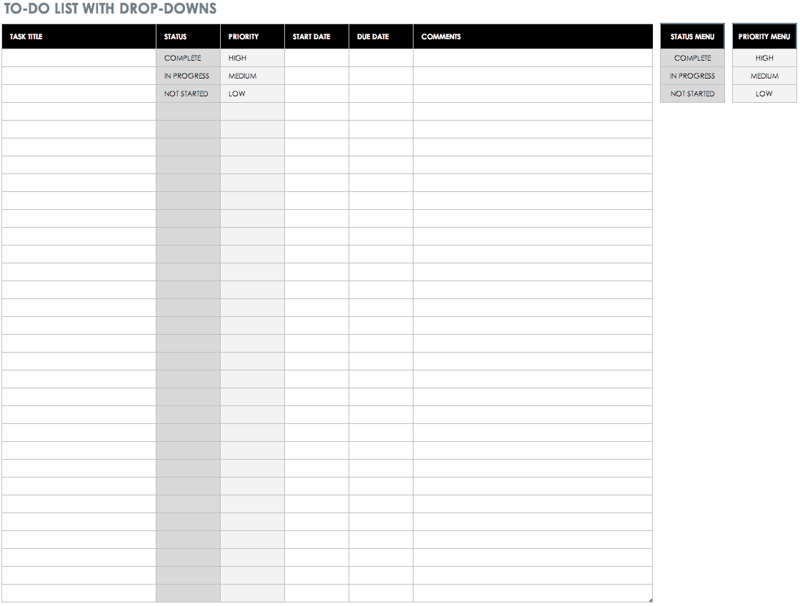 Job Task List Template