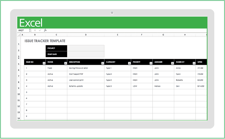 Issue Tracker Excel Template from www.smartsheet.com