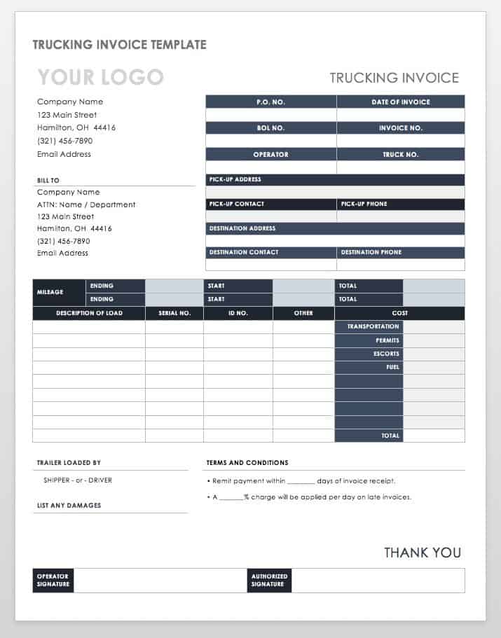 Trucking Invoice Template