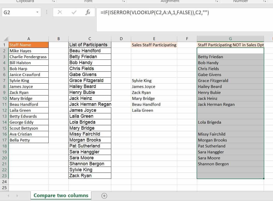 vlookup - Excel - Formula to cross-check two inventories - Stack Overflow