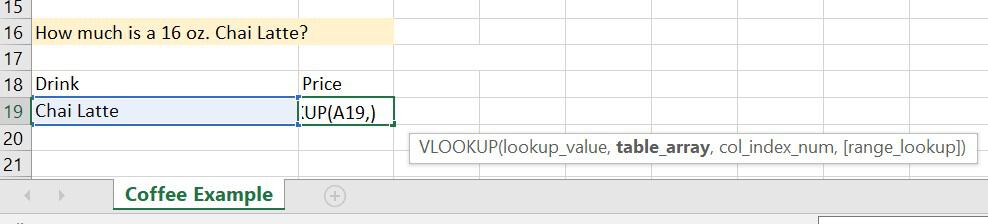 VLOOKUP first argument example