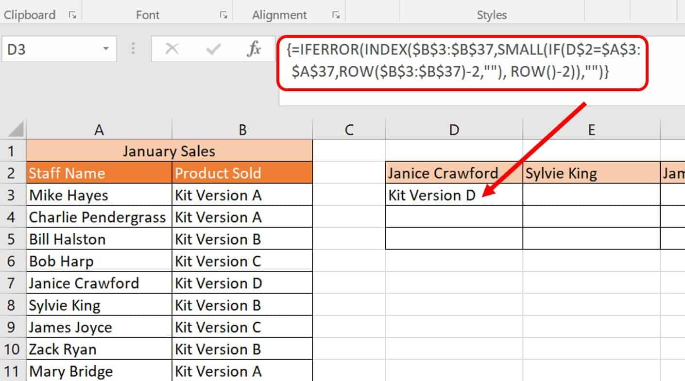 Vlookup multiple values column example