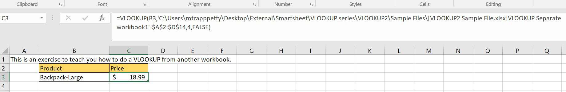 Excel VLOOKUP multiple workbook formula