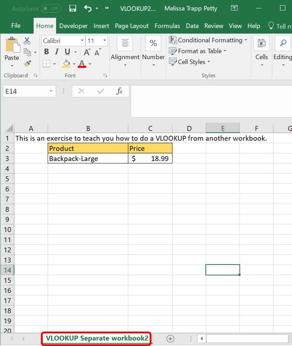 VLOOKUP multiple workbooks example