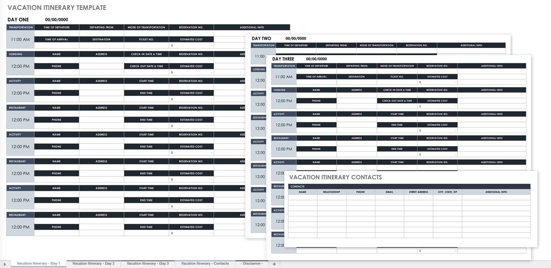 Free Itinerary Templates  Smartsheet Intended For Business Travel Itinerary Template Word