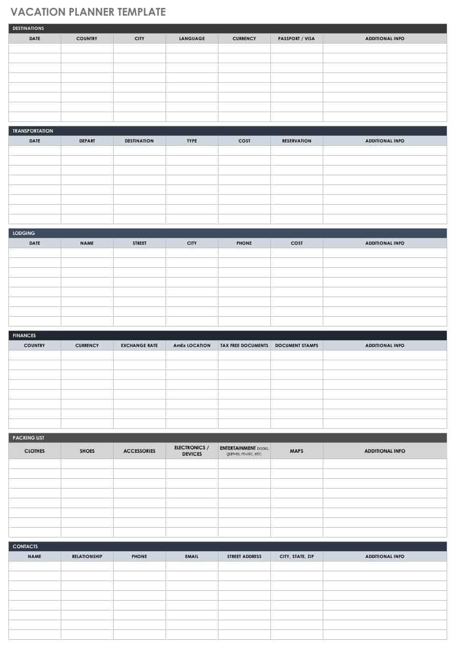 Free Itinerary Templates  Smartsheet In Travel Agenda Template