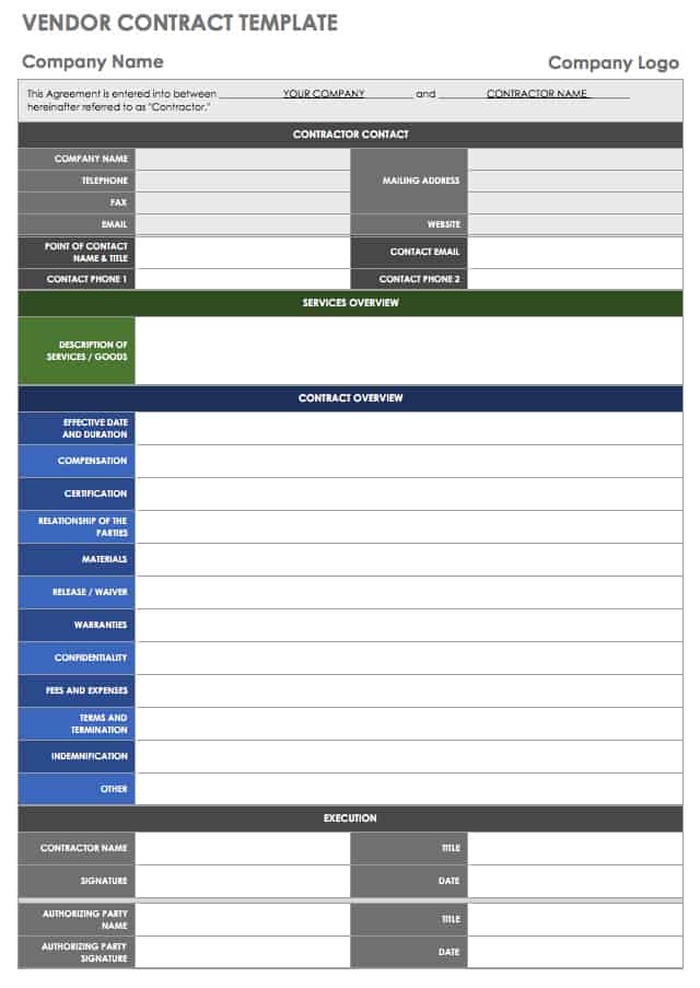 Vendor Contract Template