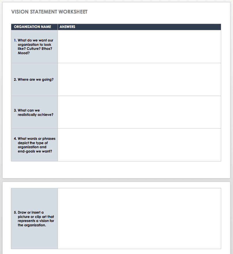 Mission And Vision Statement Templates Smartsheet