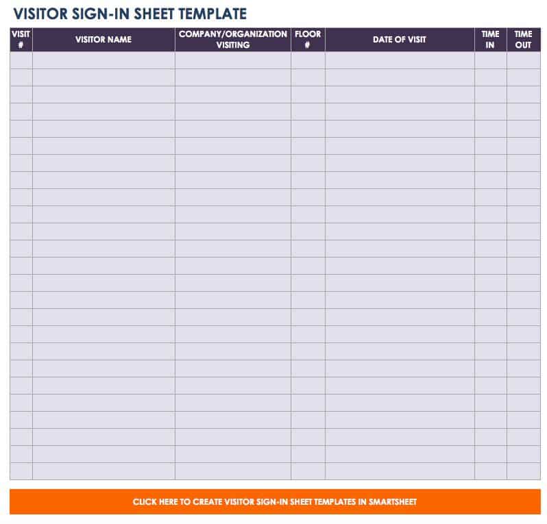 Visitor Sign-in Sheet Template