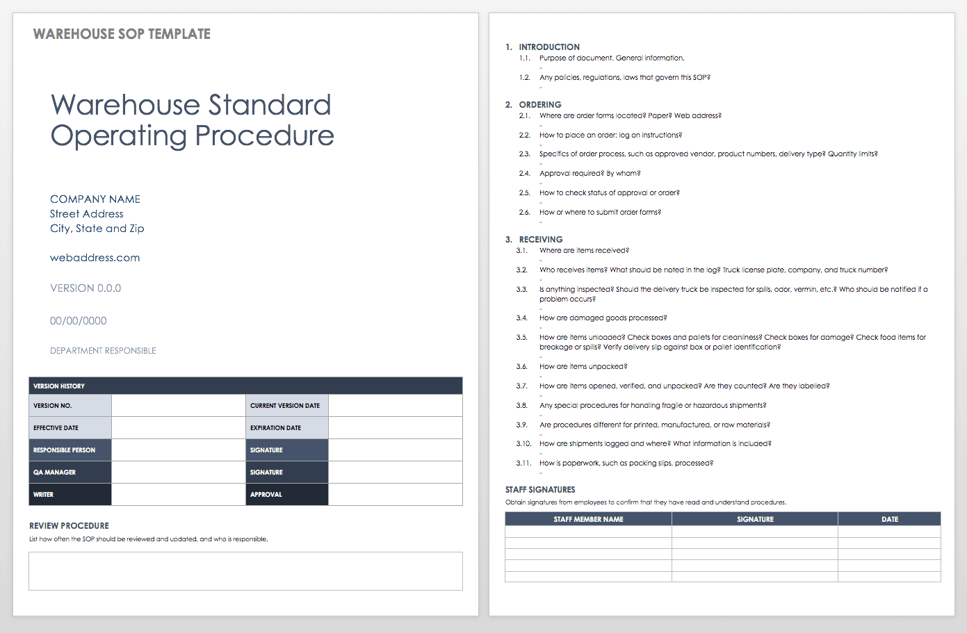 Standard Operating Procedures Template Free from www.smartsheet.com