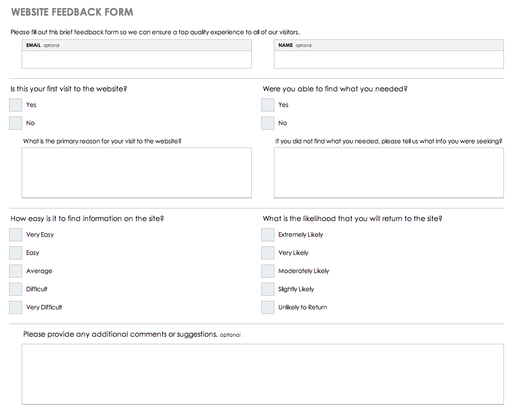 Free Feedback Form Templates  Smartsheet Pertaining To Word Employee Suggestion Form Template