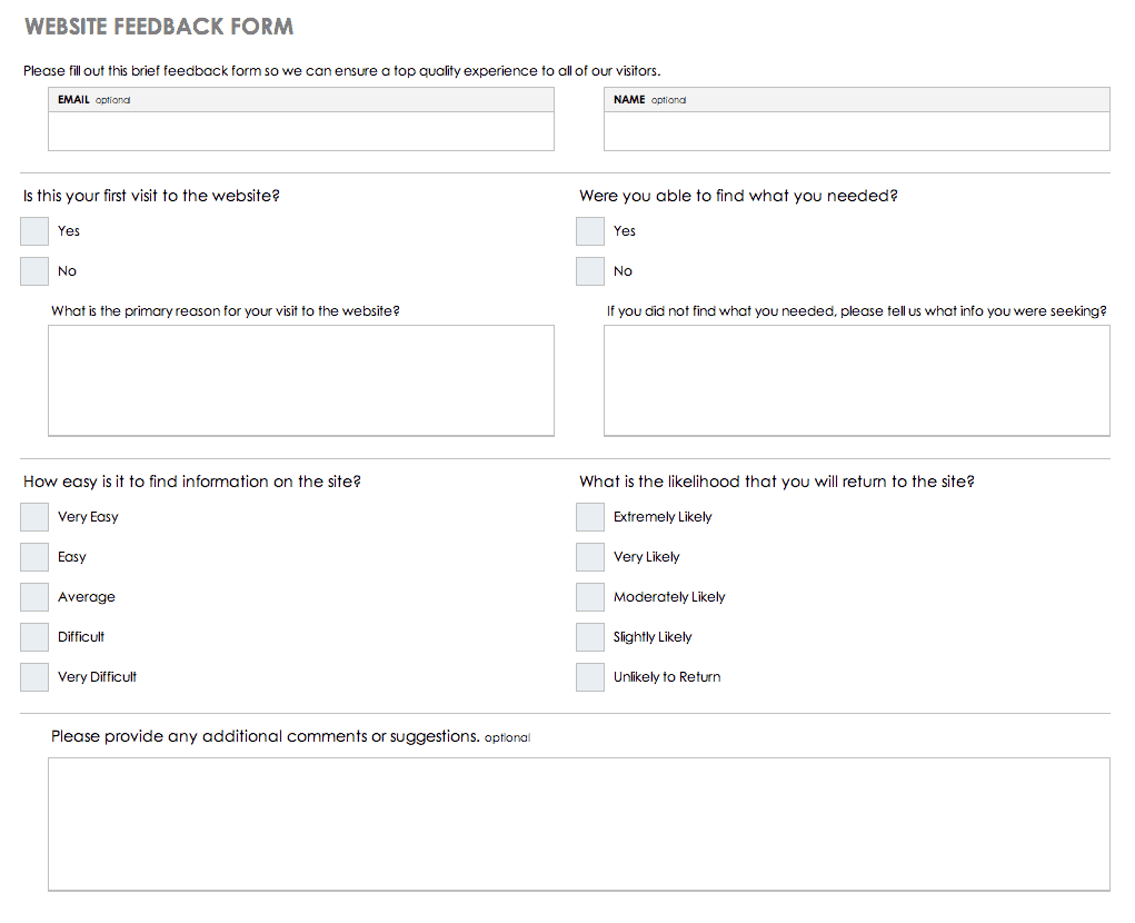 Free Feedback Form Templates  Smartsheet