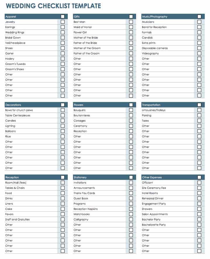 Wedding Checklist Template Excel from www.smartsheet.com